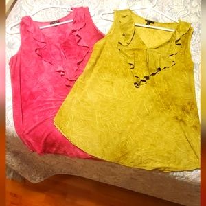2- Ladies Sleeveless Sami&Jo ruffled v-neck tops